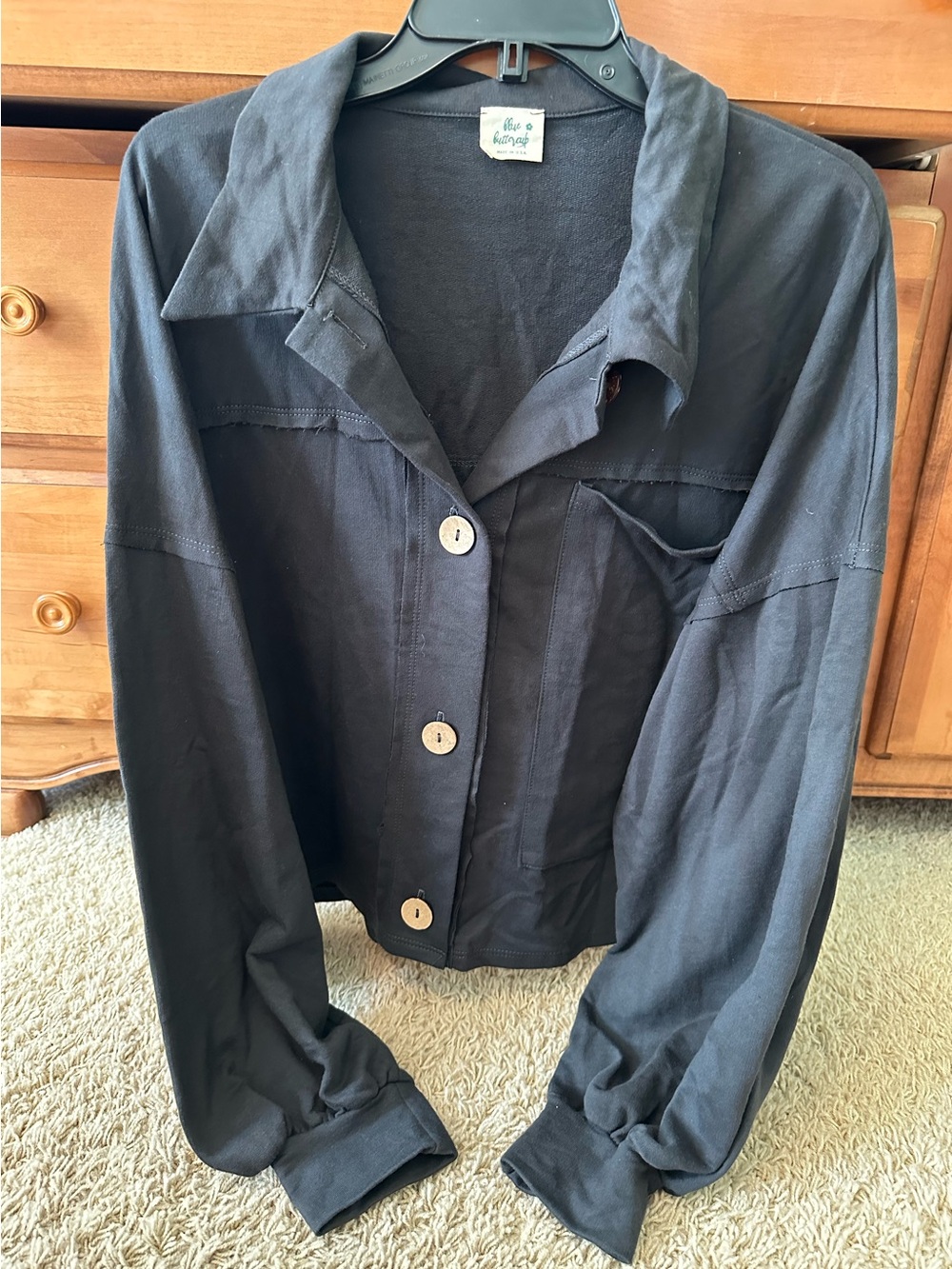 BLUE BUTTERCUP BUTTON FRONT JACKET